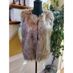 TANMING Brown Tan Faux Fur Warm Vest Size M